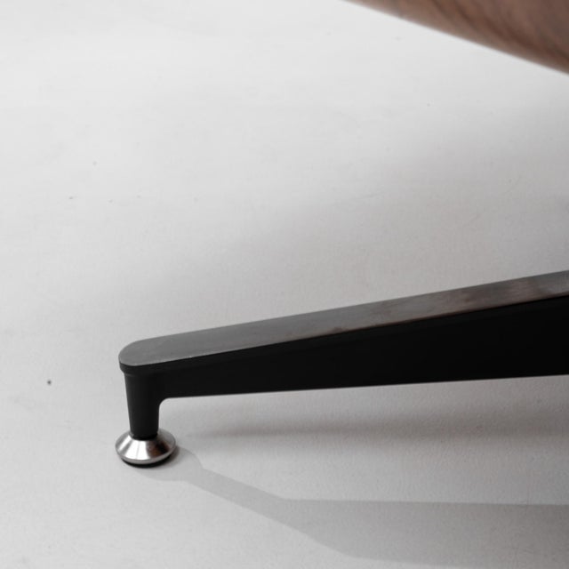 Mid-Century Modern Eames Leather Ottoman Attributed to Herman Miller Black For Sale - Image 10 of 18