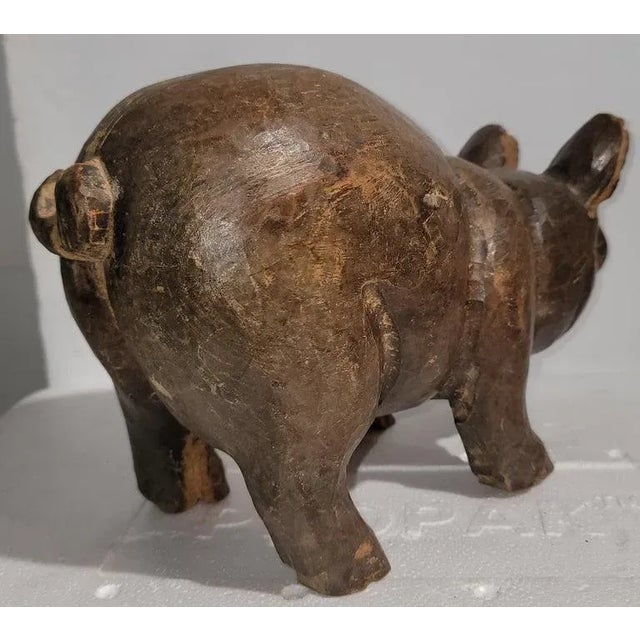 Early 20thc Hand Carved Wooden Pig For Sale - Image 4 of 6