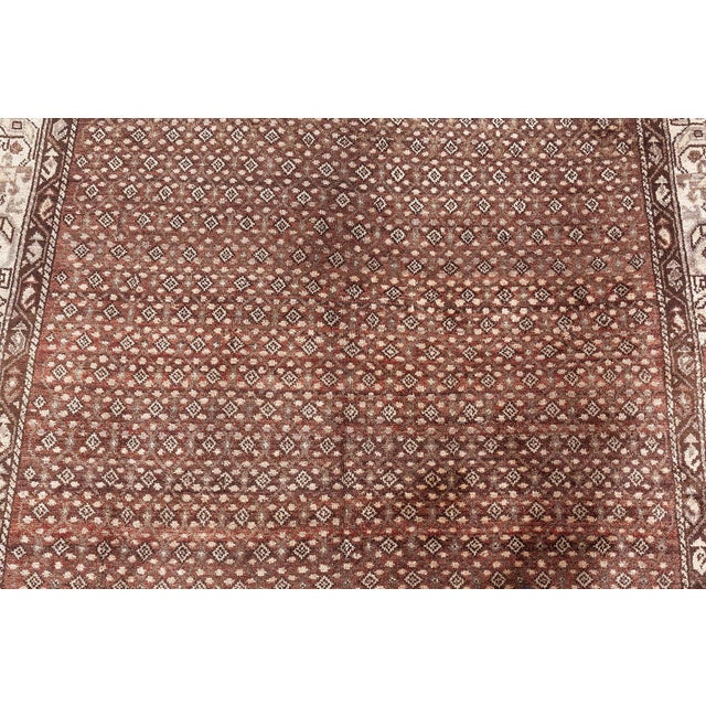 1900 - 1909 Antique Persian Malayer Chocolate Brown, Sandy Beige Hand Knotted Wool Rug For Sale - Image 5 of 9