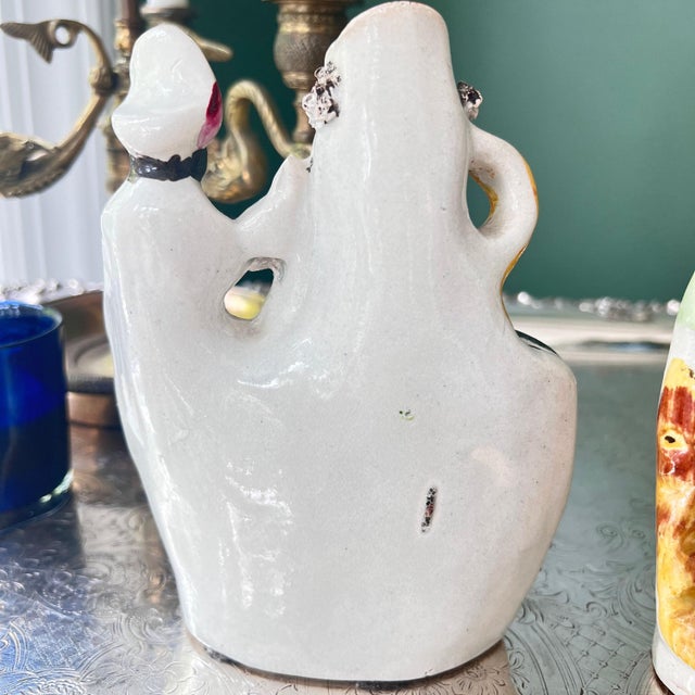 19th Century Rare pair of Staffordshire girls riding on zebras spill vases // hand-painted English antique // collectible // English country decor For Sale - Image 5 of 10