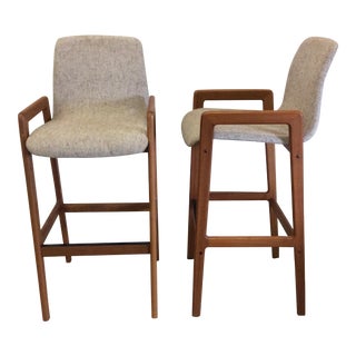 Danish Teak Bar Stools - A Pair For Sale