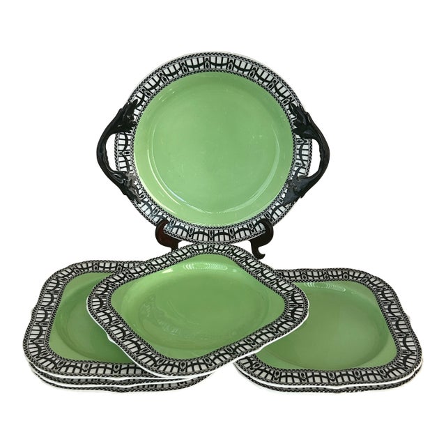 Vintage Art Deco Royal Worcester Porcelain Dessert Service - 7 pcs For Sale