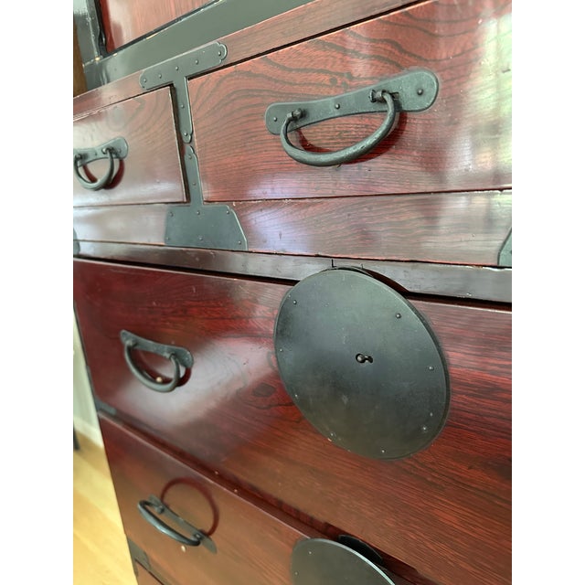 Antique Meji Period Three Section Japanese Isho Tansu Clothing Chest For Sale In San Francisco - Image 6 of 14