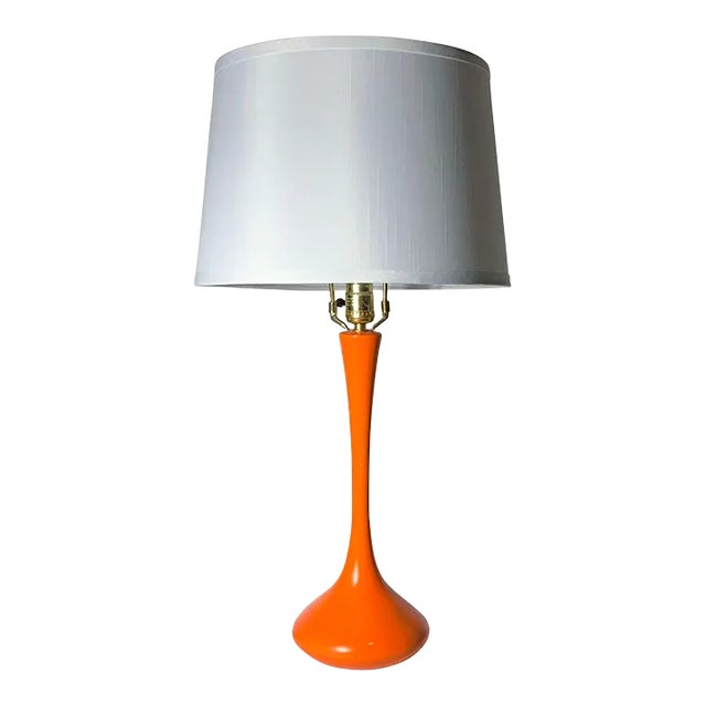 Vintage Tulip Lamp by Laurel in Orange For Sale