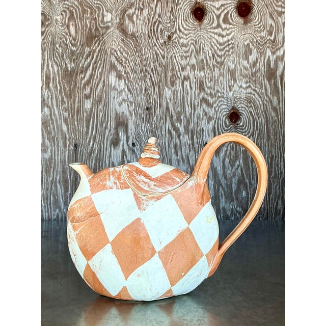 1980s Vintage Postmodern Studio Pottery Teapot For Sale - Image 5 of 12