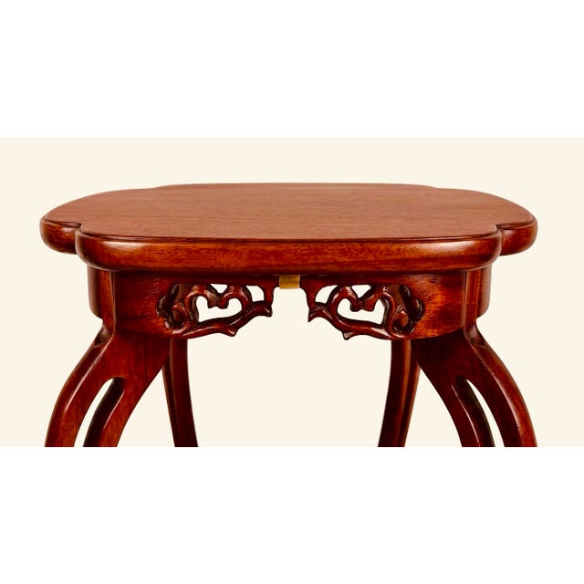 Mid-Century Chinoiserie Drinks Table, Plant Stand, Hand-Carved Rosewood, 1950s For Sale - Image 4 of 7
