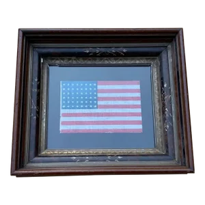 Circa 1930 Framed Vintage 48 Star Gauze Parade Flag
