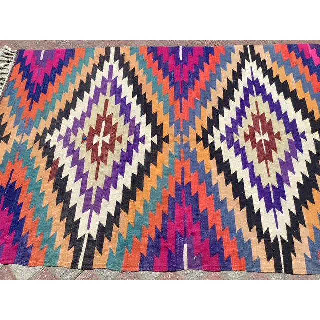 Modern Modern Diamond Design Kilim Rug, 59" X 39" For Sale - Image 3 of 11