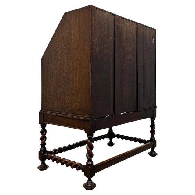 Antique English Jacobean Style Oak Bureau, 1900s For Sale - Image 12 of 14