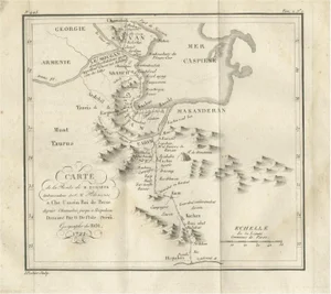 Antique Map of the Route of M. Zurabek Caspian Sea to Isfahan, 1722