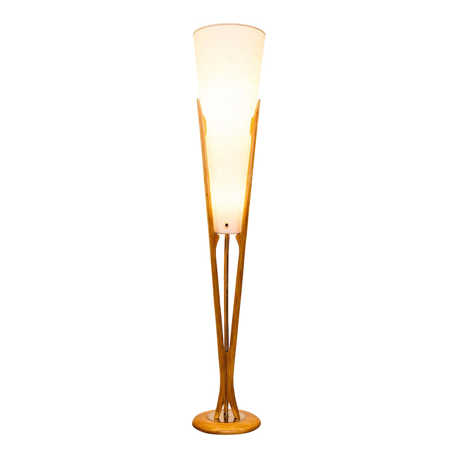 Restored 1960s Mid Century Modern Sculpted Trident Floor Lamp by