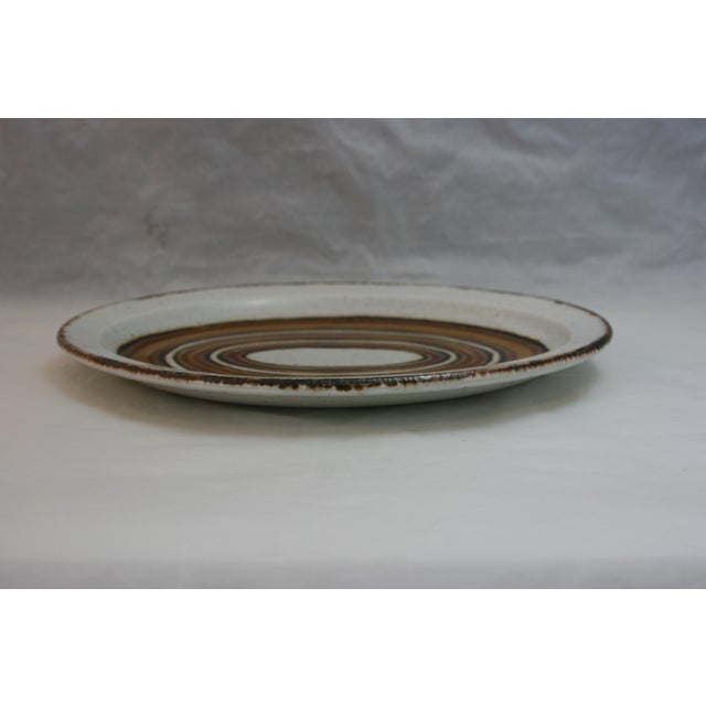 1970s Mid Century English Stonehenge Midwinter Earth Brown & White Oval Platter For Sale - Image 5 of 9