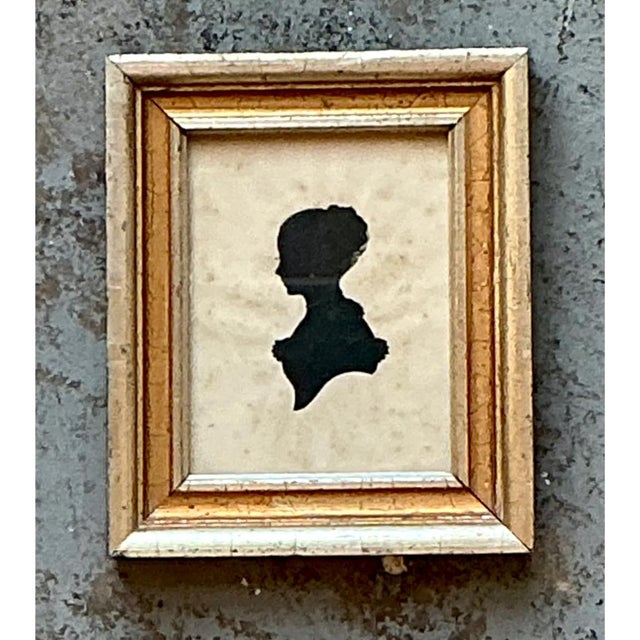 Vintage Silhouette Portrait in Gilt Frame For Sale - Image 9 of 13