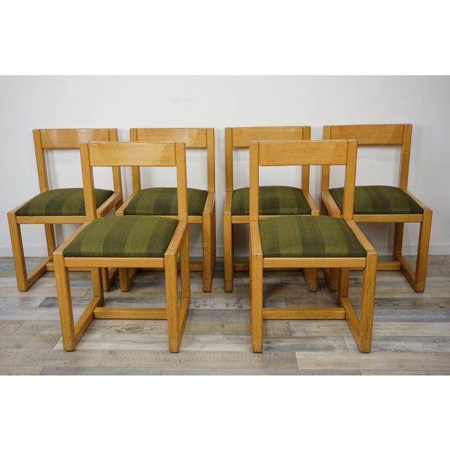 1960s Wood and Fabric Dining Chairs, 1960s, Set of 6 For Sale - Image 5 of 12