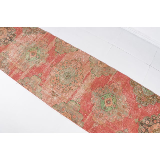 Oushak Vintage Orange Runner For Sale - Image 4 of 10