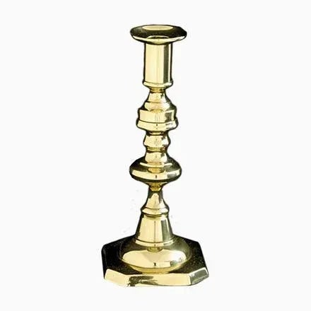 Gold Small Victorian Knop-Stemmed Brass Candlesticks, 1890s, Set of 2 For Sale - Image 8 of 8