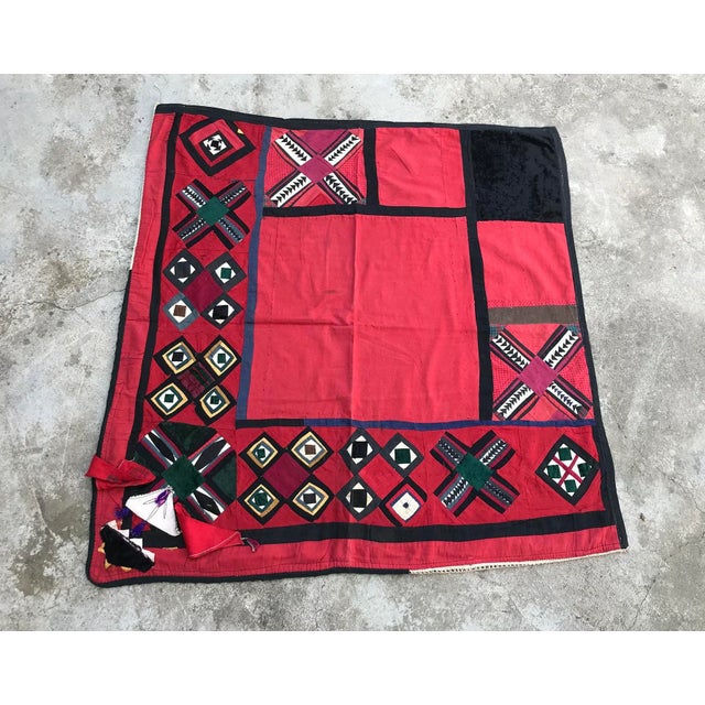 Red Antique Suzani Fabric For Sale - Image 8 of 8