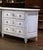 French 19th Century French Louis XVI Carved Painted Commode With Medallion Drawers For Sale - Image 3 of 11