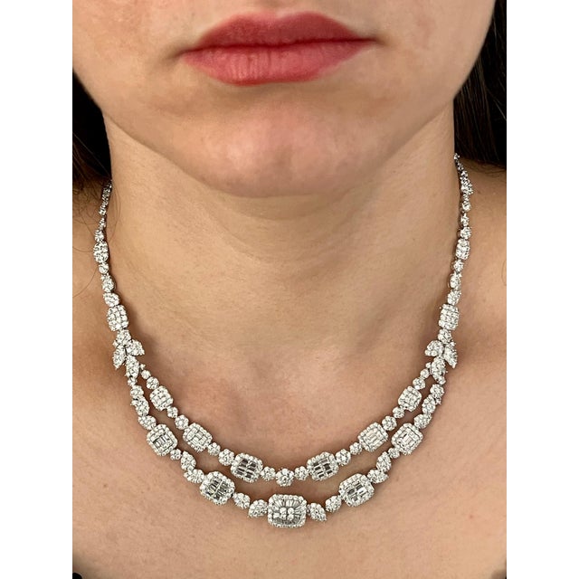 2010s 18 Carats VS E Quality Diamond 18 Karat White Gold Necklace Bridal Brand New For Sale - Image 5 of 18