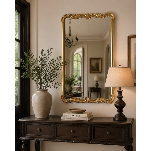 Contemporary Asbille Gold Wall Mirror For Sale - Image 3 of 11