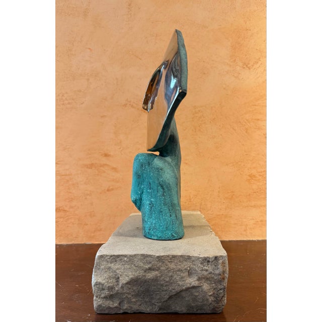 Polished Bronze With Patina Sculpture of Head and Torso. For Sale - Image 4 of 4