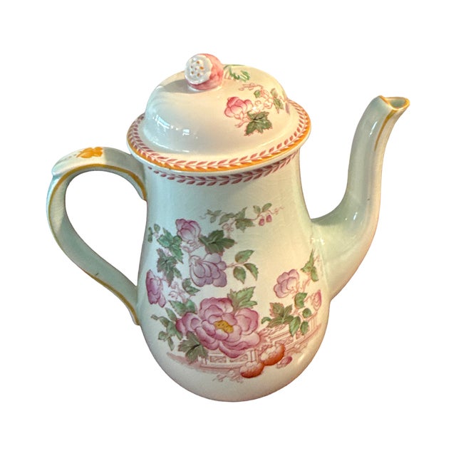 Vintage Adams Calyx Ware Metz English Ironstone Floral Coffee Pot For Sale - Image 9 of 12