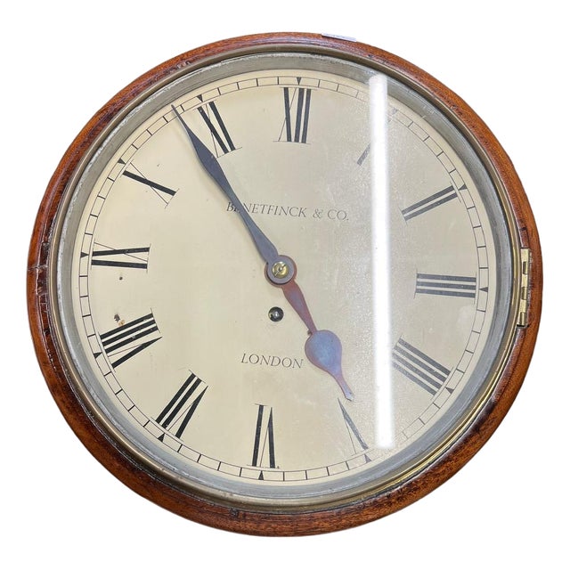 Antique Mahogany School Clock with Fusee Movement For Sale