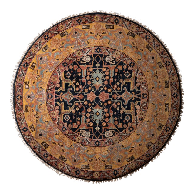 Round Indo-Persian Rug, C. 1960 For Sale