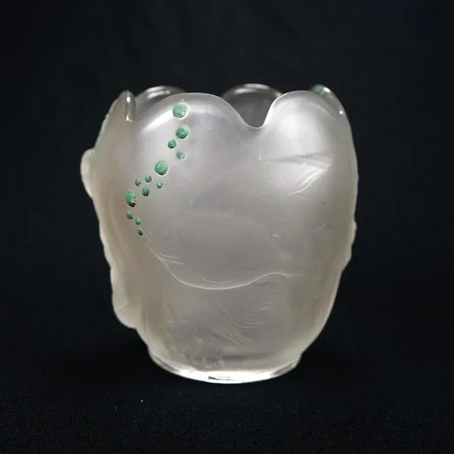 Lalique Lalique School Embossed & Enameled Fish Vase 20th Century For Sale - Image 4 of 12