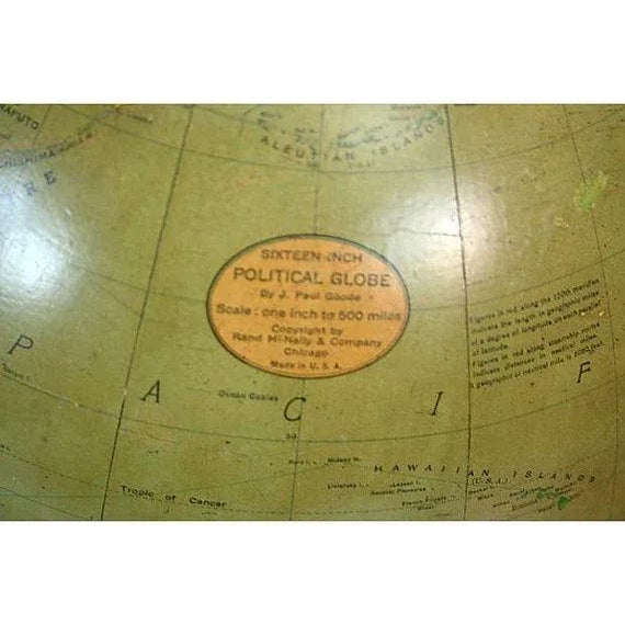 Rand McNally & Co. Terrestrial Political Tall Library/Floor Globe on Walnut Stand by J. Paul Goode for Rand McNally, C. 1925-30 For Sale - Image 4 of 4