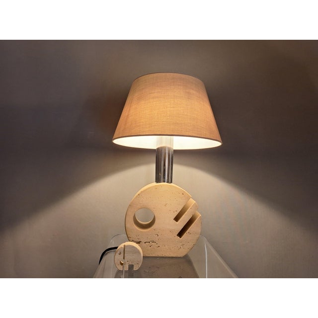 Mid-Century Modern Travertine Table Lamp, Italy, 1970s For Sale - Image 3 of 7