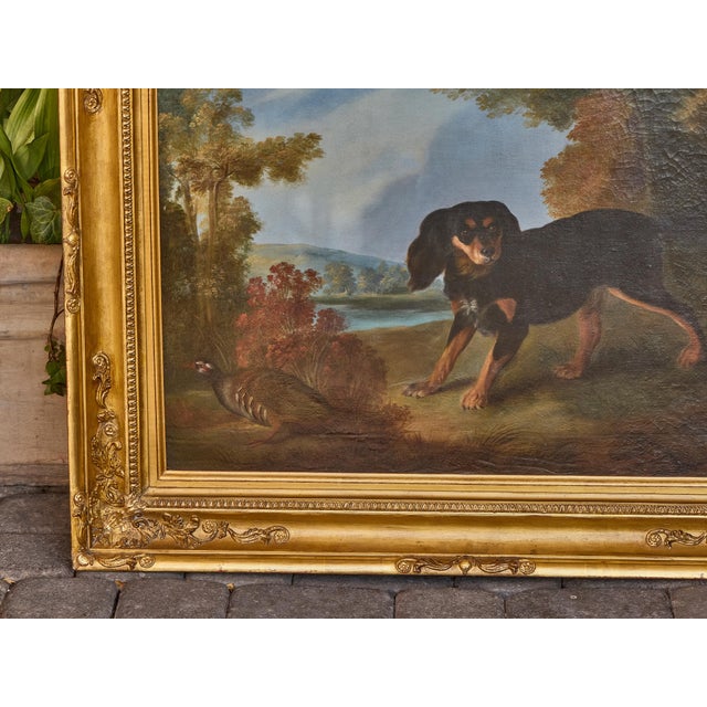 Wood English 19th Century Oil Painting of a Dog and Pheasant in Landscape For Sale - Image 7 of 12