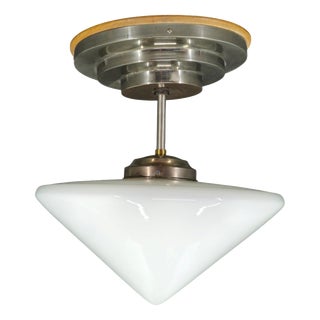 Art Deco Czech Opaline Glass Flush Mount, 1930s For Sale