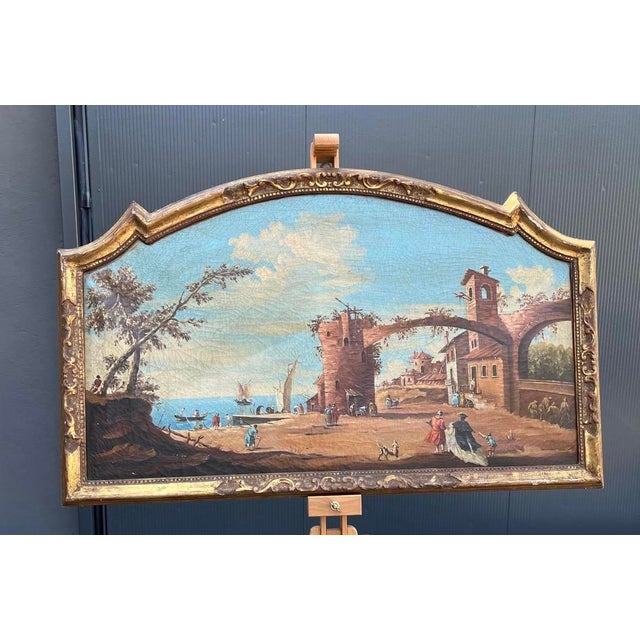 Venetian School Artist, Landscape Composition, 18th Century, Oil Painting on Canvas, Framed For Sale - Image 3 of 17