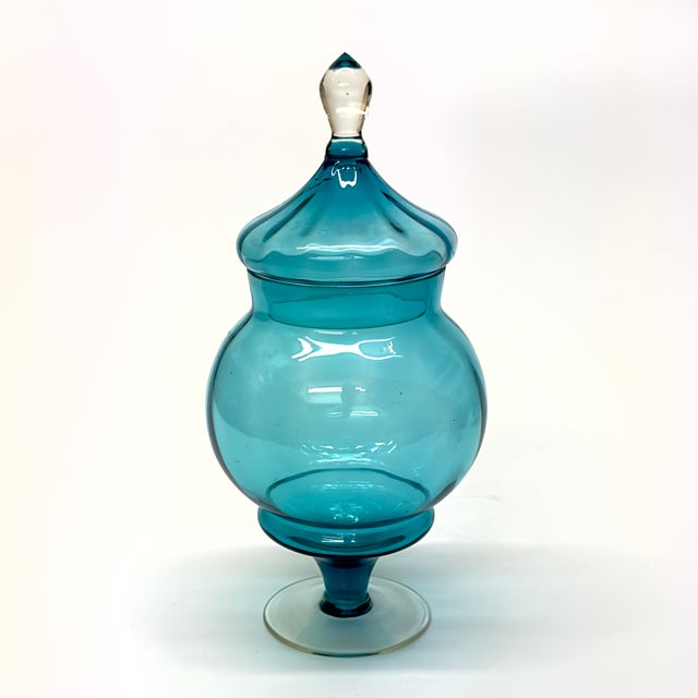 Jubilant Jewel-Toned Lidded Glass Container Curation - Group of 3 For Sale - Image 9 of 11