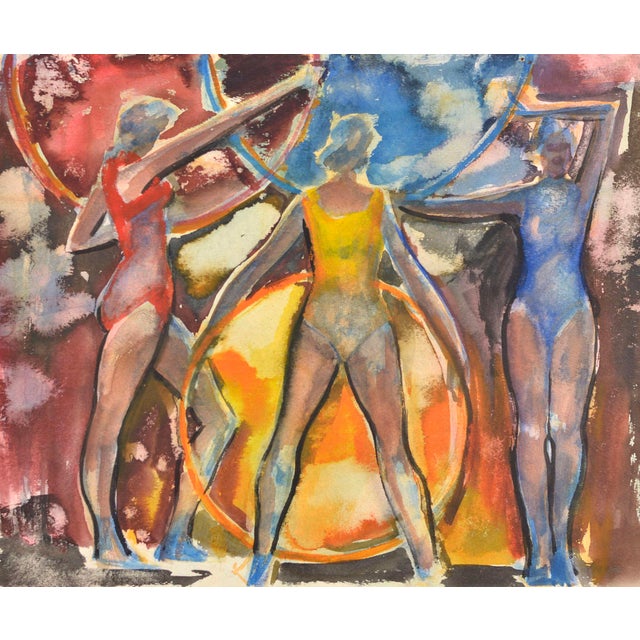 1960s Alberts Goltjakovs, Gymnasts, 1966, Watercolor For Sale - Image 5 of 5