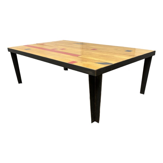 Reclaimed Wood From Gym Floor Coffee Table For Sale