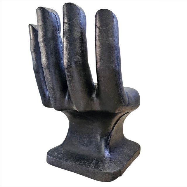 Plastic 1970s Vintage Mid Century Modern Hand Lounge Chair For Sale - Image 7 of 13