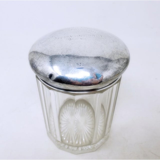 Antique Crystal Biscuit Jar With Sterling Silver Lid Decoration Day 1915 Lawrence Park For Sale - Image 4 of 11