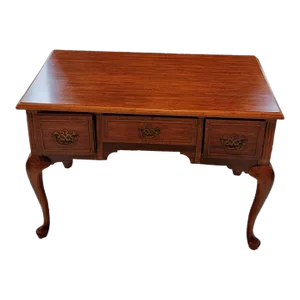 Late 20th Century Dixie Sheffield Manor Lowboy Console Table With Queen Anne Legs