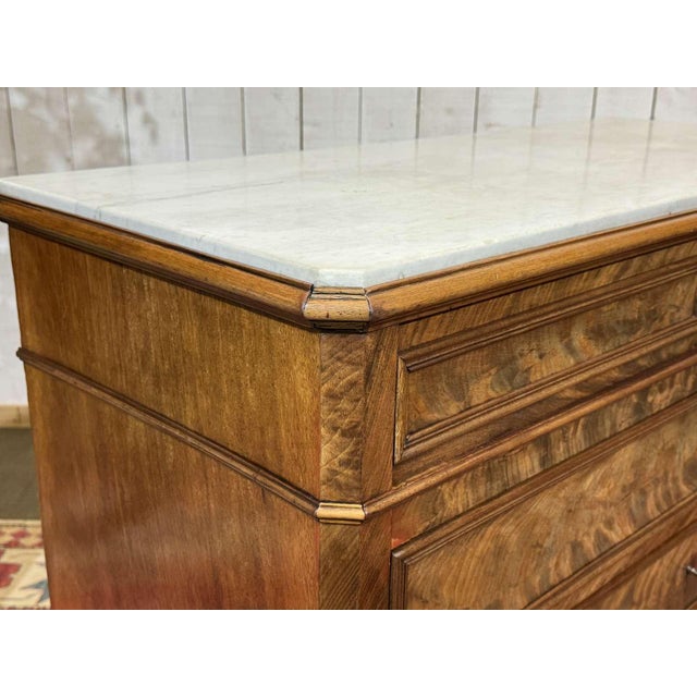 Napoleon III Commode in Mahogany with Oak and White Marble Top, 1800s For Sale - Image 4 of 18