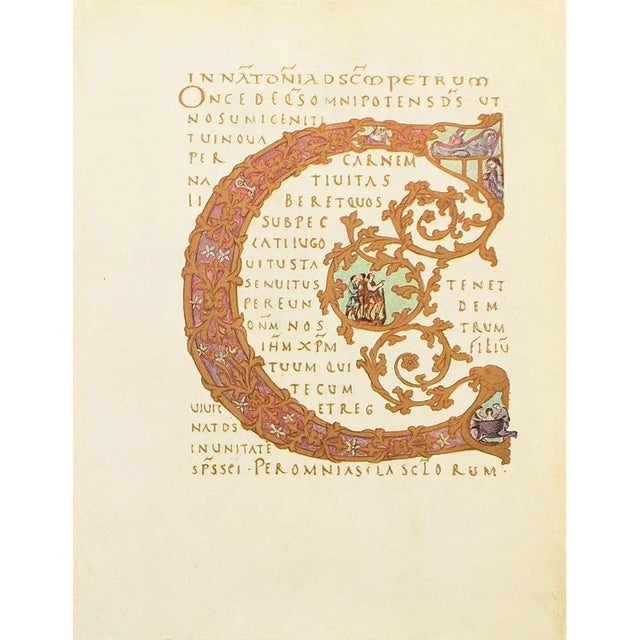 1949 Letter C From "The Second Bible of Charles the Bald", First Edition Gold Ink Lithograph For Sale - Image 9 of 9