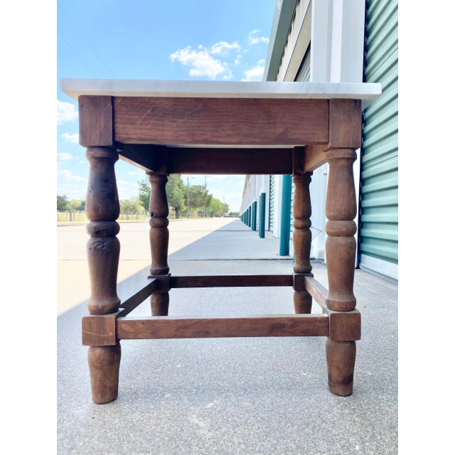 Ivory Primitive Minimalist White Marble Side Table / Night Stand For Sale - Image 8 of 11