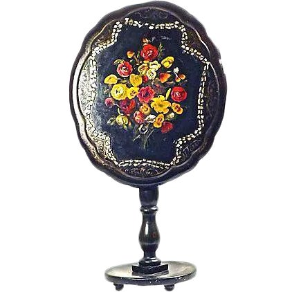 Antique Hand-Painted Victorian Tilt-Top Table For Sale