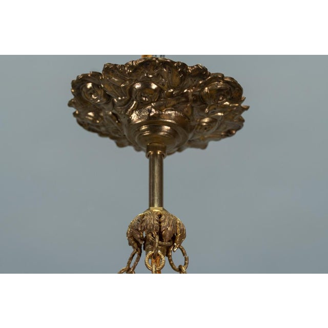 Art Nouveau Violet and Amber Glass and Brass Pendant Light, France, 1920 For Sale - Image 15 of 18