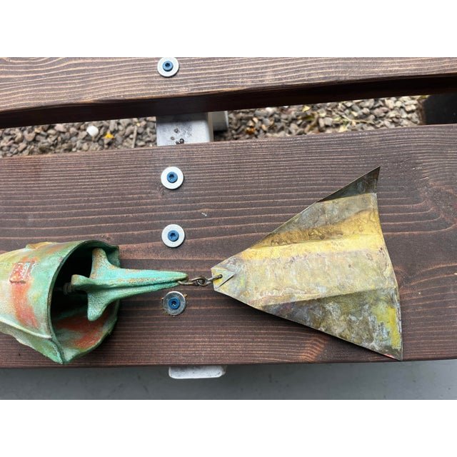 Paolo Soleri Vintage Paolo Soleri Arcosanti Brutalist Bronze Wind Bell Chime, Verde Gris Patina. Made in the Usa For Sale - Image 4 of 10