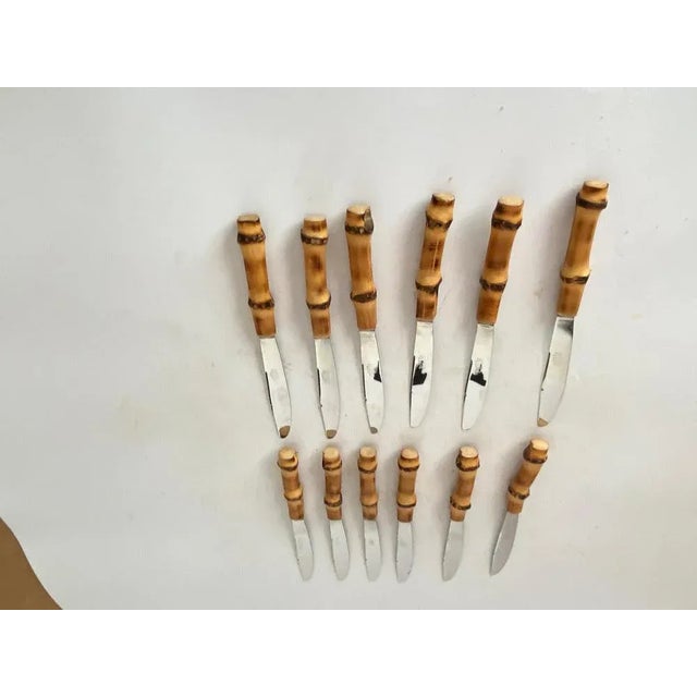 French Cutlery in Faux Bamboo, 1970, Set of 12 For Sale - Image 11 of 12