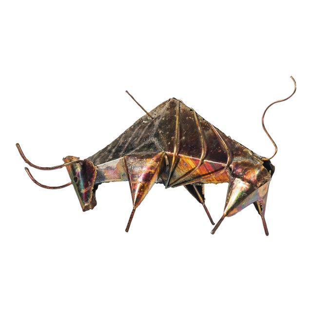Mid Century Modern / Brutalist Torch Cut Metal Bull Sculpture, USA, circa 1960's For Sale