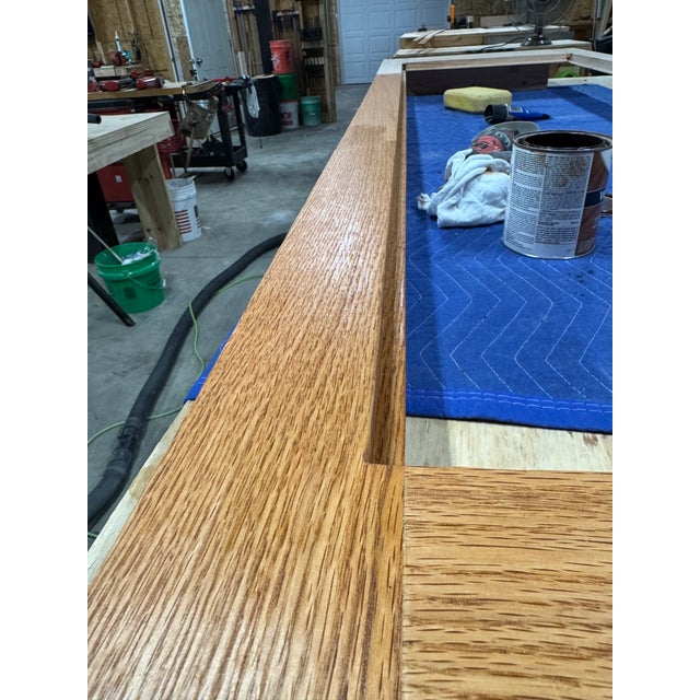 Red Handcrafted Solid Red Oak Architectural Storm Door For Sale - Image 8 of 12