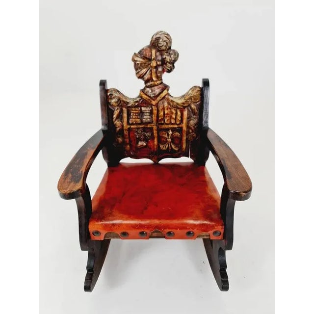 Wood Antique Spanish Hand-Carved Wood Rocking Armchair, 1900s For Sale - Image 7 of 18